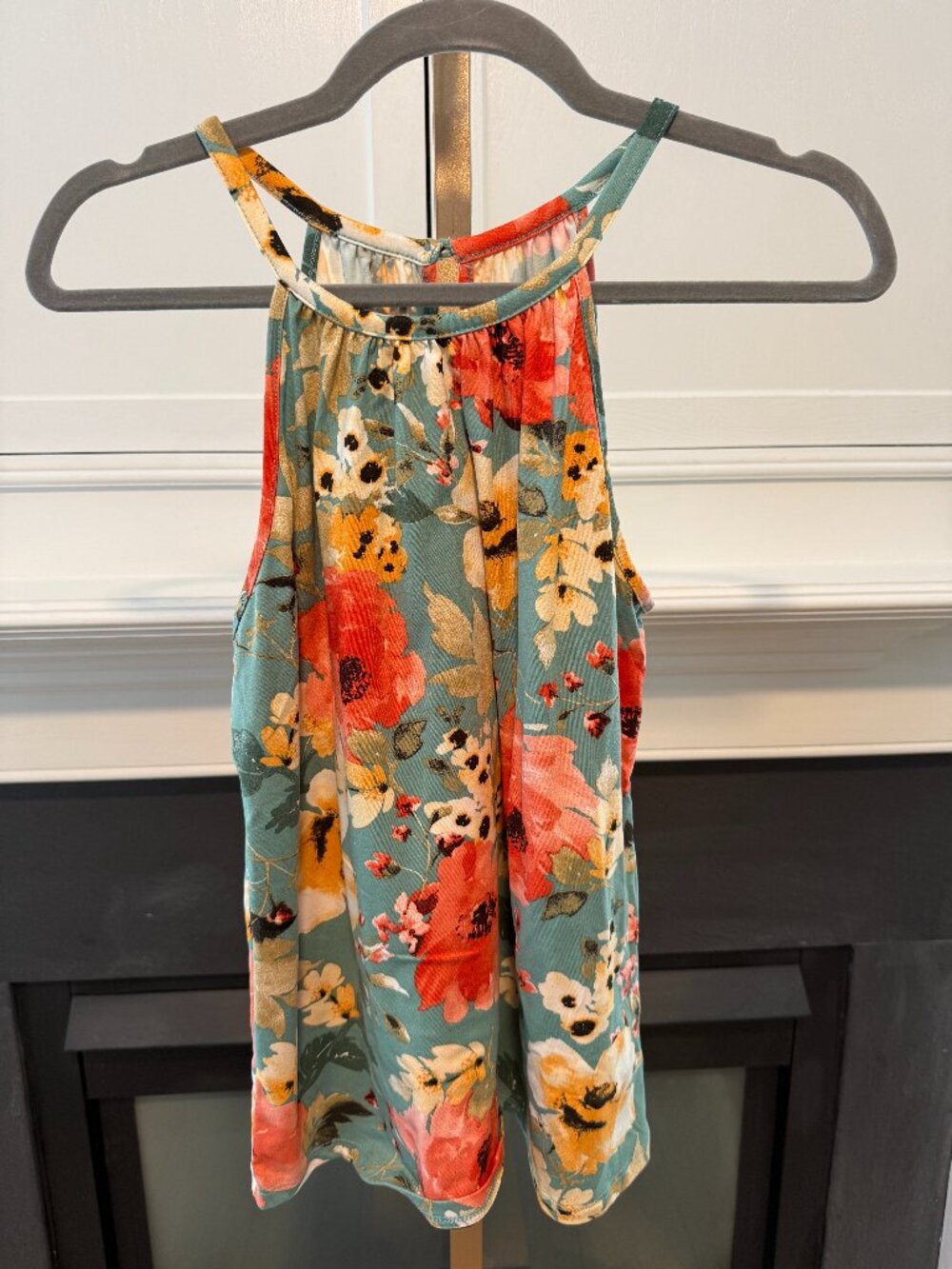 🌸🌿🩵 Floral Halter Tank Top Sleeveless Blouse | Papermoon | Size M